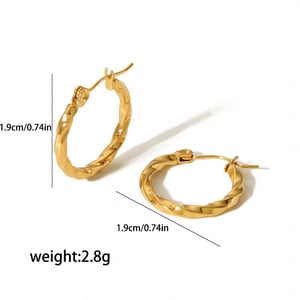 1 Pair  Simple Casual Style Twist Shape  Stainless Steel  Gold Color Women's Hoop Earrings  h5 Picture3